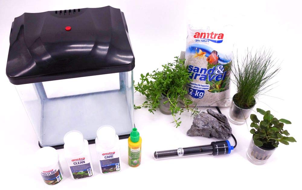 AquaOne Hr-230 schwarz inklusive Dekoration Nano Aquarium Komplettaquarium Filteranlage Nanoaquarium Set Filter Beleuchtung