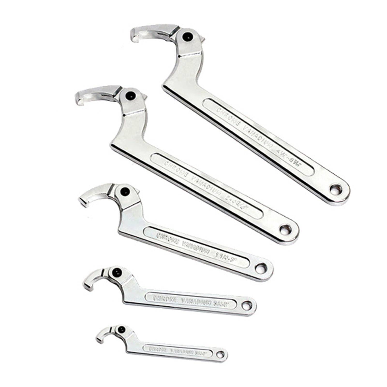 4 Piezas Ajustable Llave De Gancho Juego De Llaves, Cromo Vanadio C Pin Llave Inglesa Para Apretar Tuercas Y Rodamientos (Plateado),Square Head