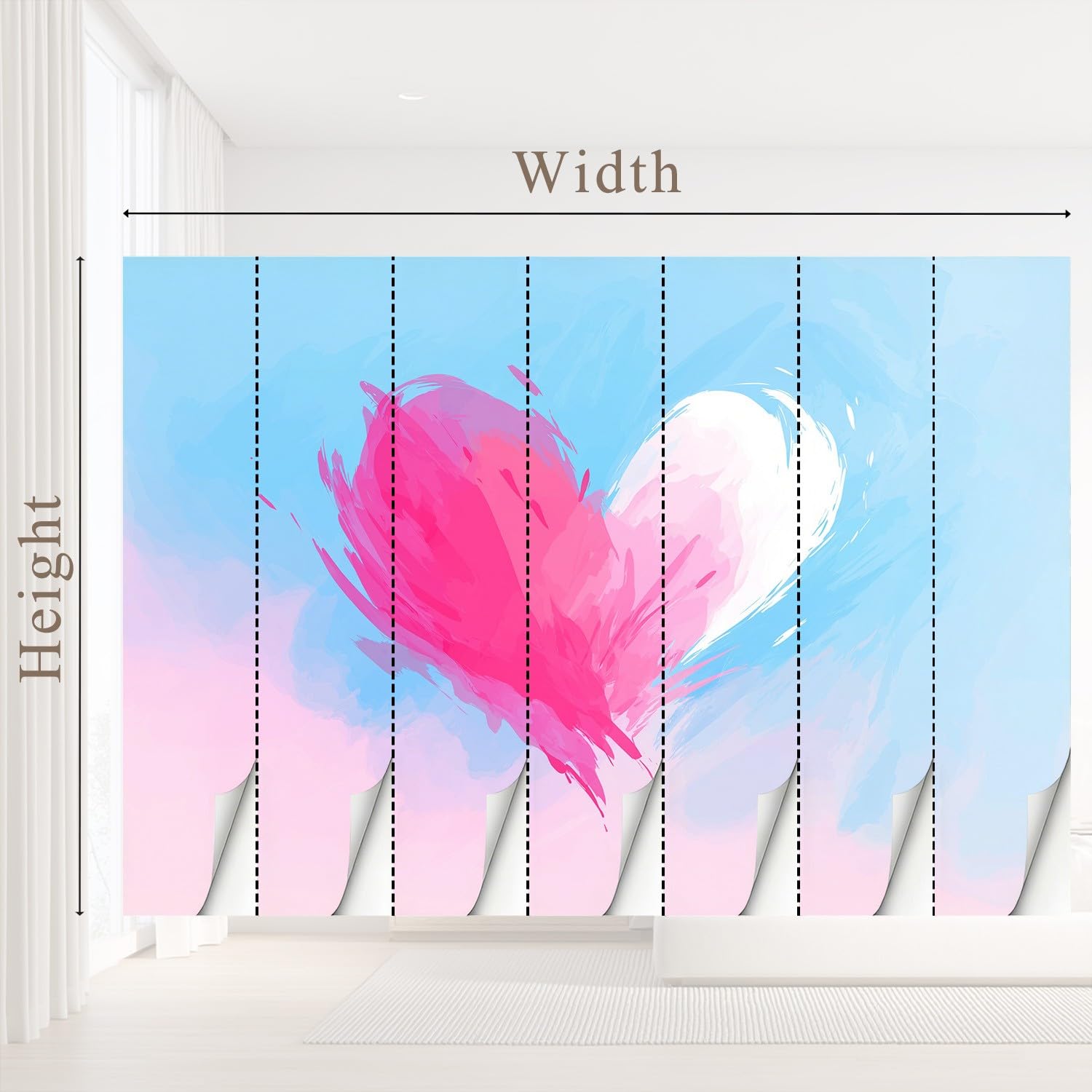 Tapeta 3D minimalistyczna, romantyczna, różowa, 315 x 215 cm, mural ścienny, kształt serca, miękka tapeta mural do sypialni, przedszkola, malowniczego ogrodu