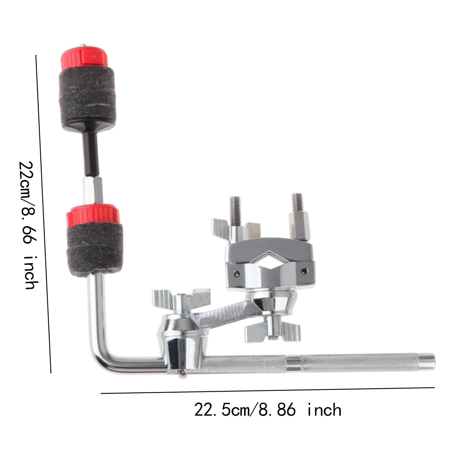 Jojomis Abrazadera de extensión de tambor con soporte de brazo de platillo, soporte de metal para platillos de tambor para instrumentos de percusión, brazo de platillo ajustable para cencerros