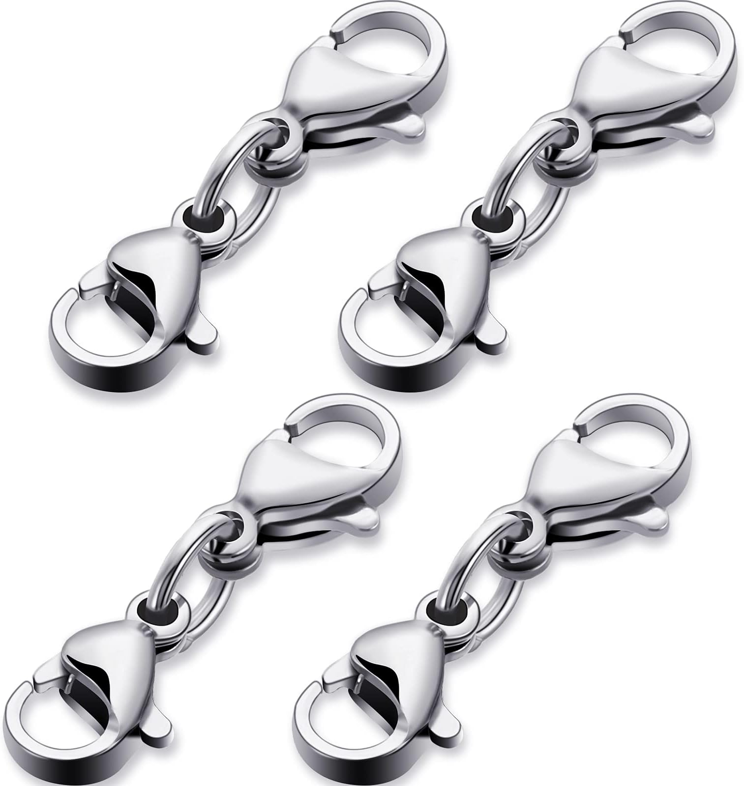 MTLEE Double Lobster Clasp Extender Double Claw Connector Bracelet Extension Clasp Small Bracelet Necklace Shortener for DIY Jewelry Making(0.98 Inch,Silver)