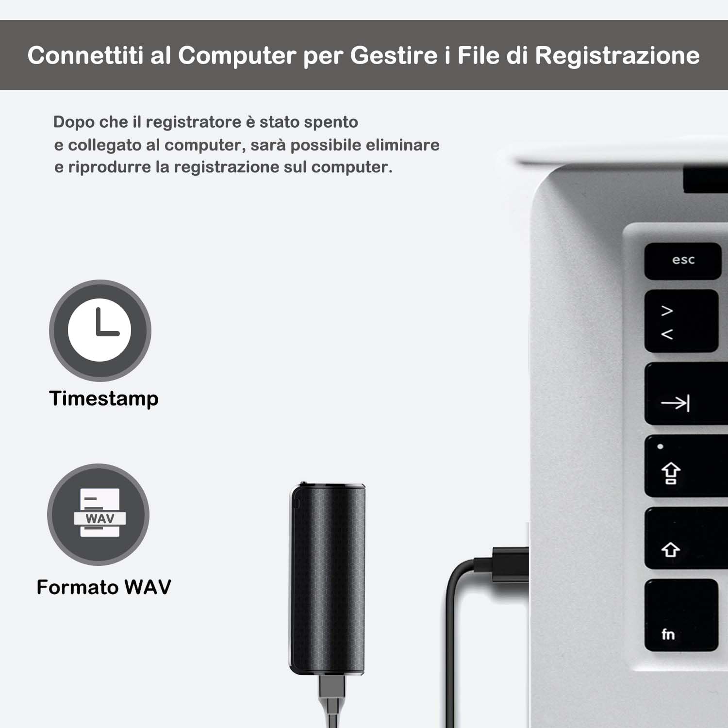 Registratore Vocale Bracciale 16GB Con Attivazione Vocale - Orologio MP3 Per Riunioni, Interviste E Lezioni