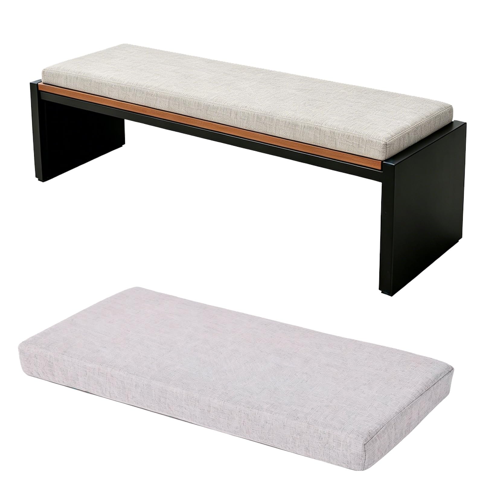 TRQQWEQQ Bench Cushion for Indoor/Outdoor 3cm Thick Chenille Non-Slip Furniture Replacement Cushion Washable Swing Bench Cushions with Zipper for Patio Garden Porch(White,12x42in)