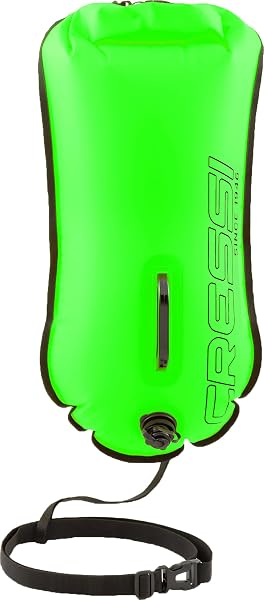 Cressi Depuis 1946 - Glide Pro Swim Buoy - Bouée de Signalisation, Gonflable, Pratique et Compacte Visibilité Maximale des Nageurs, Plongeurs et Triathlètes en Mer ou en Eaux Libres - Fluo - 28L - 1