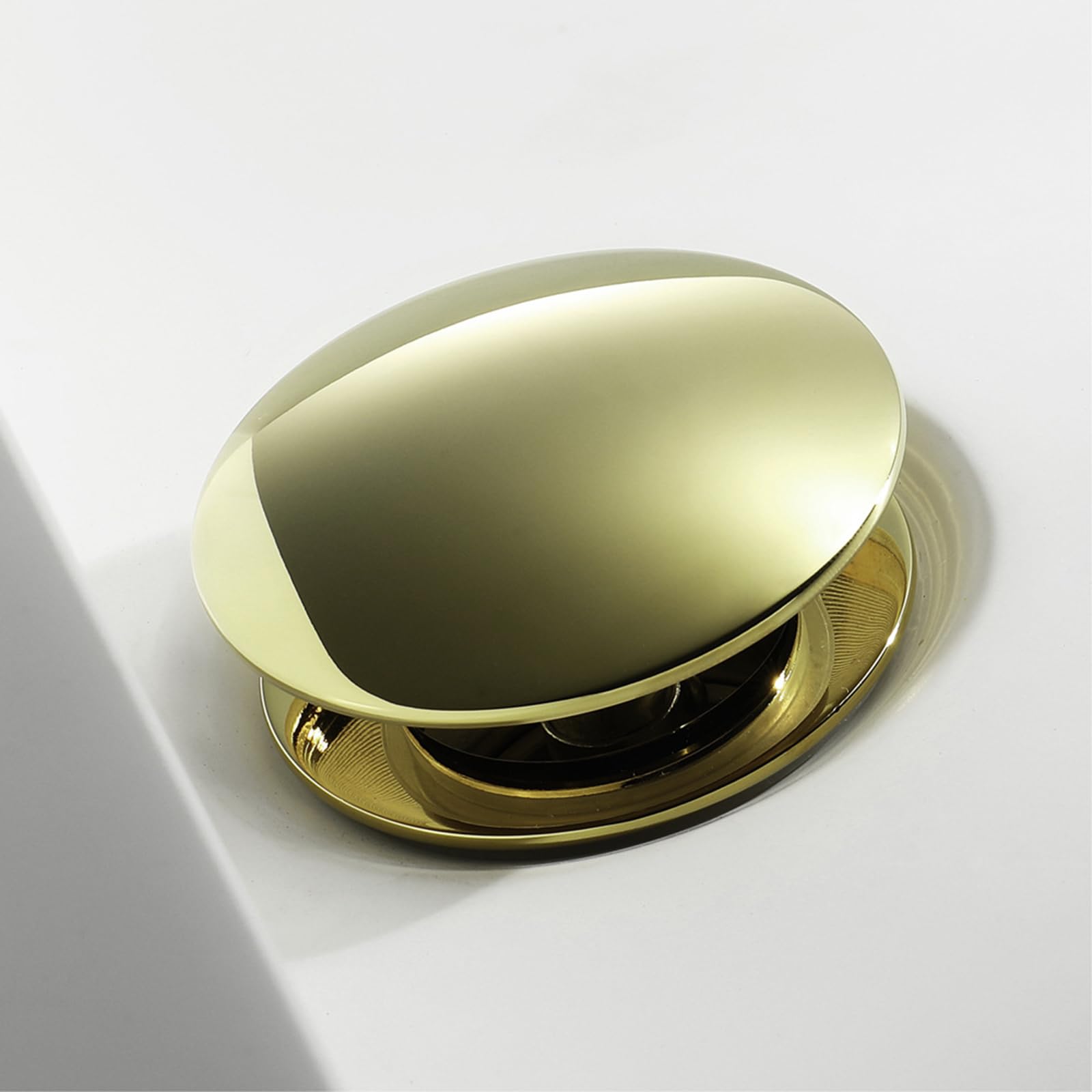 Desagüe Universal Con Rebosadero。VáLvula Para Lavabo Clic Clac。Tapon Lavabo Click Clack Universal。Prensa De Resorte De Drenaje Totalmente De Cobre,oro,Con Orificio De Rebosadero