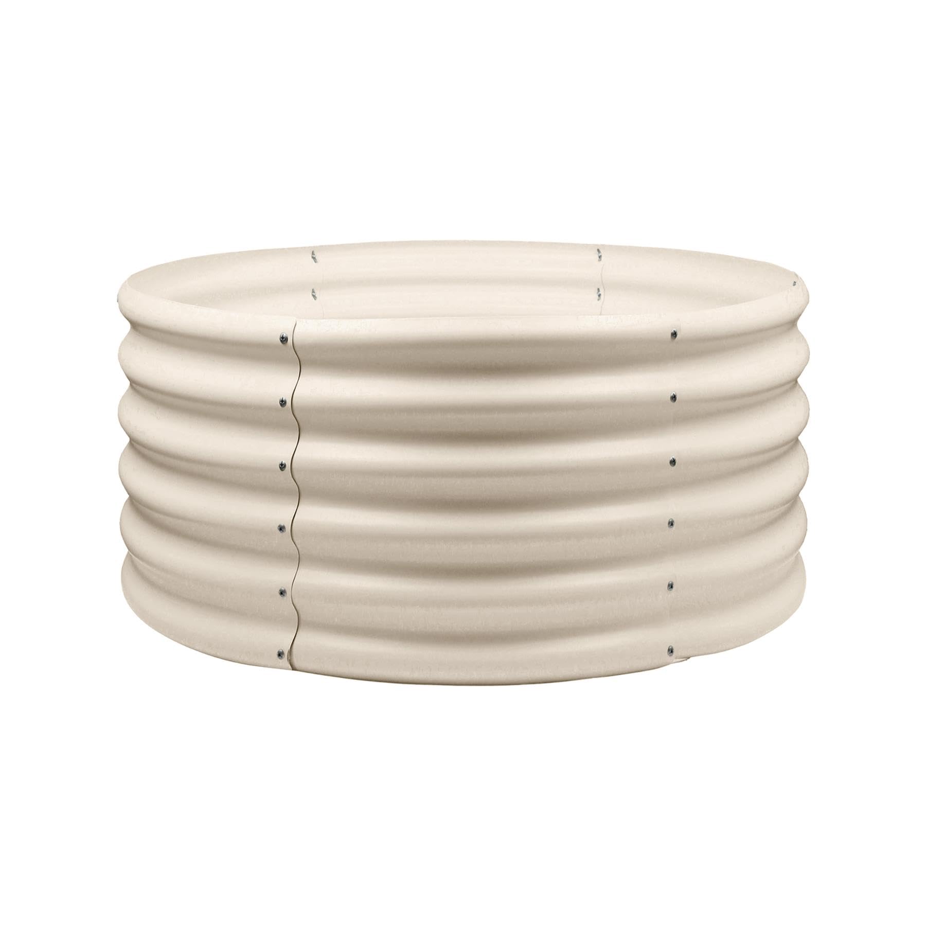 B&Q -  Raised Garden BedIvory Round Bottomless Metal Raised Bed Galvanised Steel Planter Box 90 X 45Cm