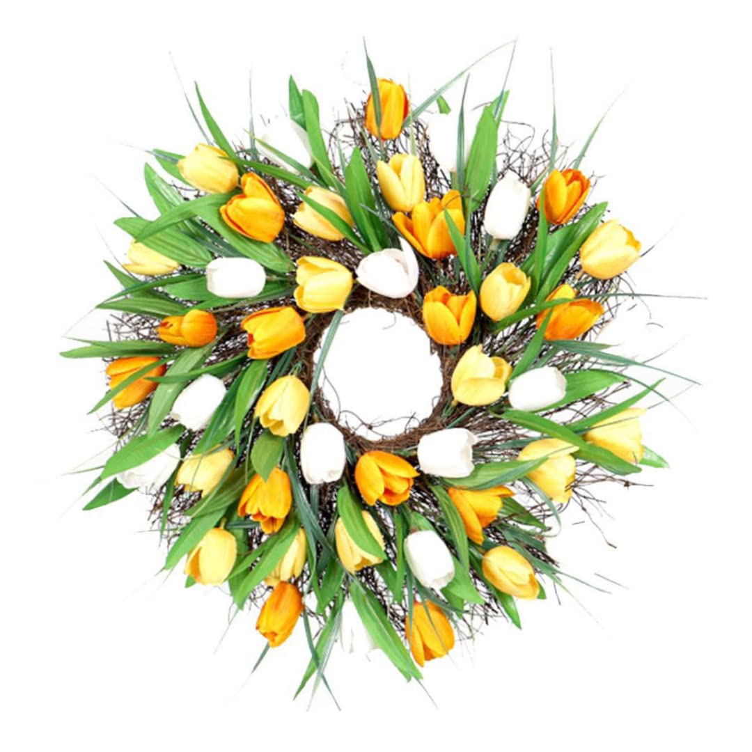 Spring Wreath, 40cm Artificial Garland - Simulation Flower Door Decor for Front Entrance, Home/Style2