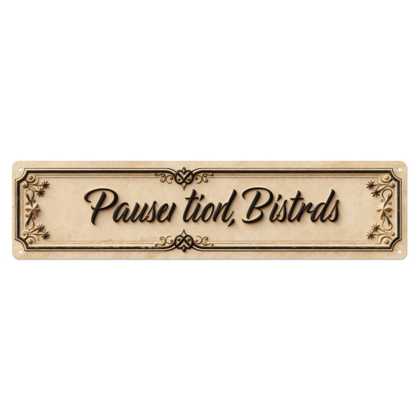 Elegant Script Ornate Design Metal Tin Sign Plaque