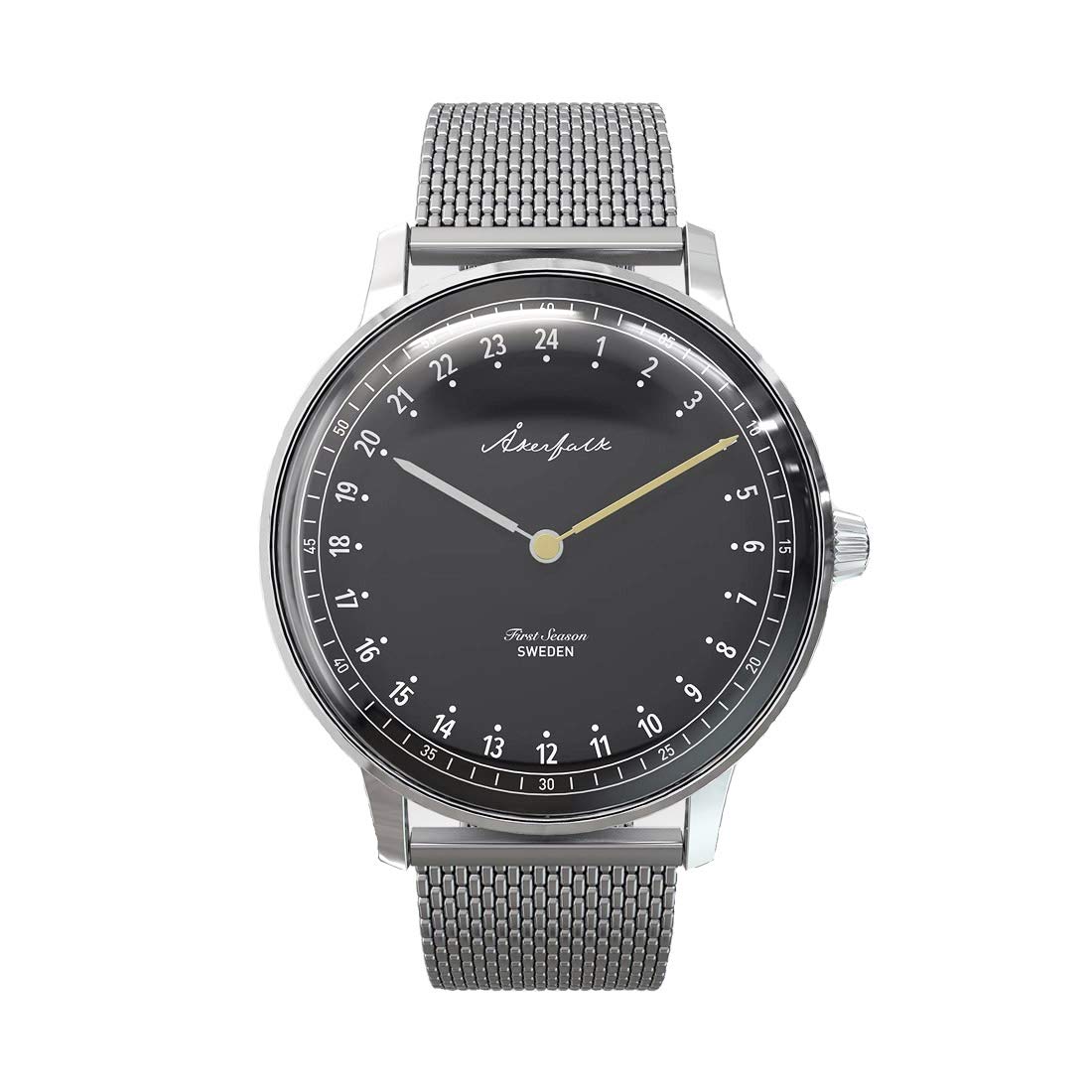First Season 24 Horas Cuarzo Acero Negro Malla Vintage Reloj Hombre