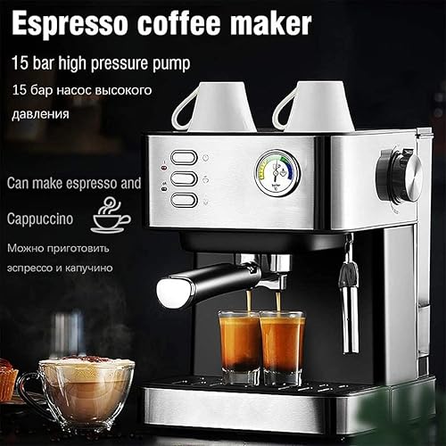Miniatura 2 de Máquina de café con filtro con bomba de presión de 20 BAR, espumador de leche, control visual de temperatura, tanque de agua de 50.7 fl oz, para