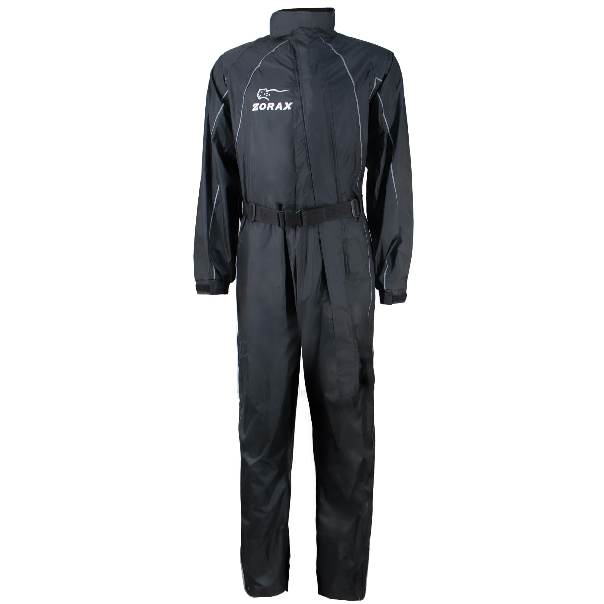 Zorax Wasserdichter winddichter Motorrad-Regenanzug für Herren, Regenbekleidung, Regenmantel, Tragetasche, reflektierende Streifen, Schwarz , 4X-Large