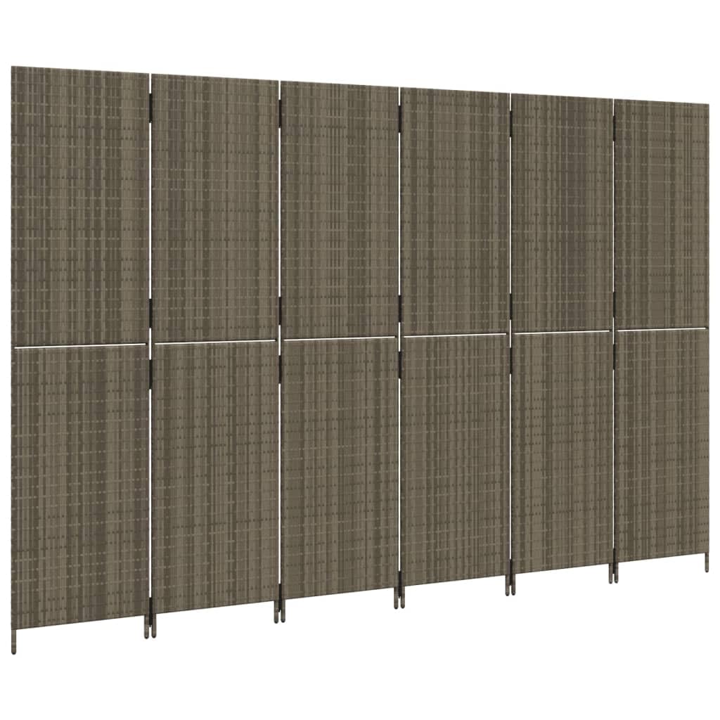 Paravent 6-TLG - Separador de ambientes, polirratán, 294 x 180 cm, plegable, para salón, dormitorio, balcón y oficina