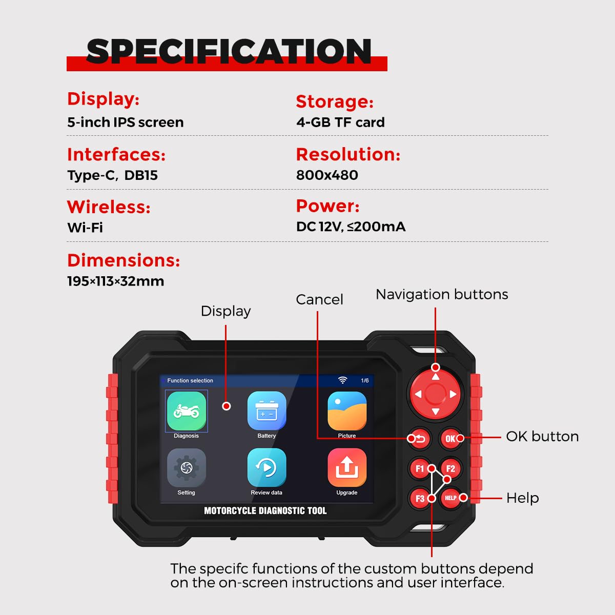 M7 Motorrad Diagnosegerät, 5 Zoll IPS Bildschirm OBD2 Scanner für Motorrad,mit ABS Entlüftung & Live-Daten, IMMO Service,TPMS, Inspektionsrückstellung für BMW,Ducati,KTM,Honda & 70+ Marken,12 Sprachen