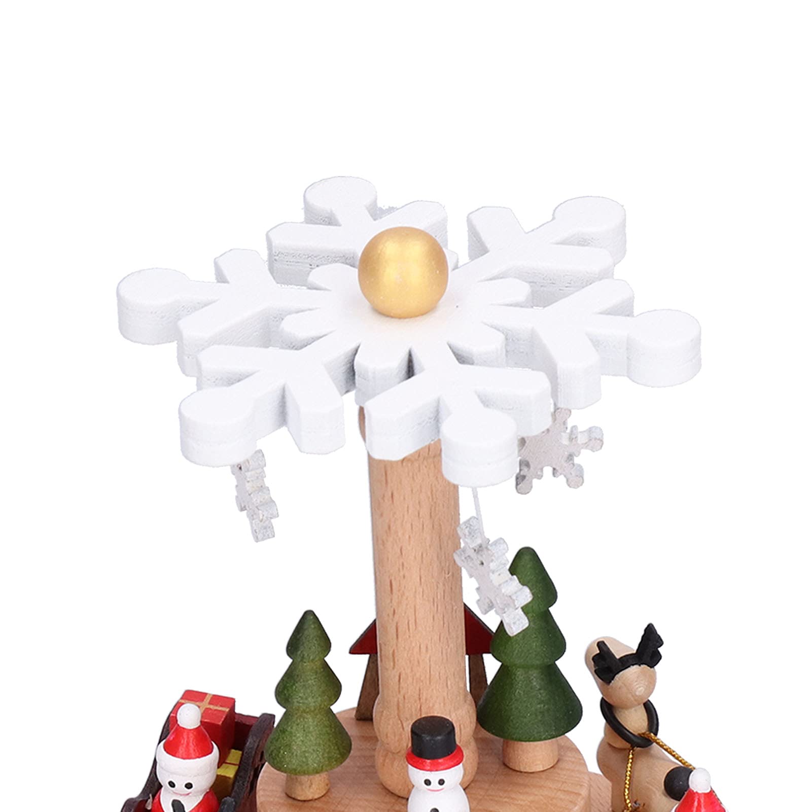 YESYZX Caja de música de Madera Adorno navideño Decoración de Copos de Nieve Textura de Grano de Madera Sonido Hermoso Caja de música navideña