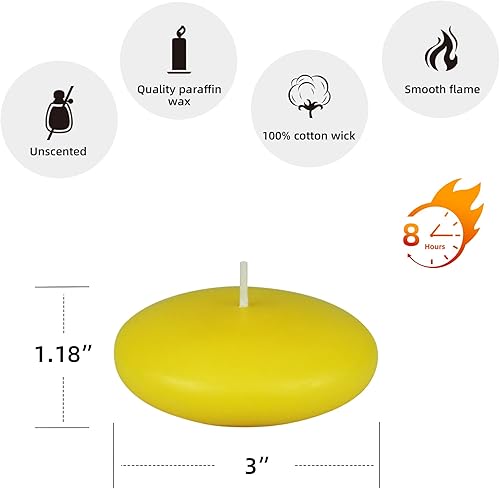 Miniatura 5 de Zest Candle Velas flotantes de 12 piezas, 3 pulgadas, color amarillo