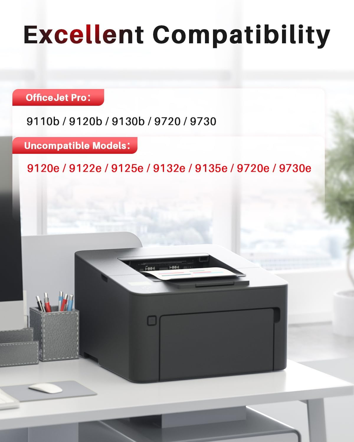 Lot de 4 Cartouches d'encre 937e 937XL avec Puce compatibles avec HP 937 XL | Compatibles pour imprimante HP Officejet Pro 9110b 9720b 9130b 9720 9730