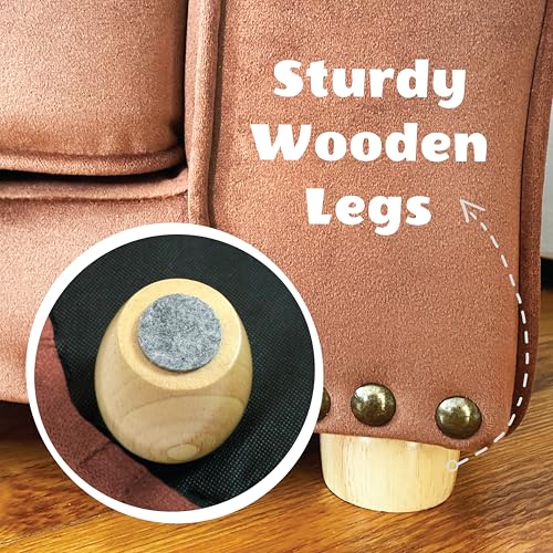 Critter Sitters 34-in. Faux Velvet Sofa in Brown for Medium-Sized Dogs and Cats, Durable and Stylish Dog Bed for Bedroom and Living Room - Image 4