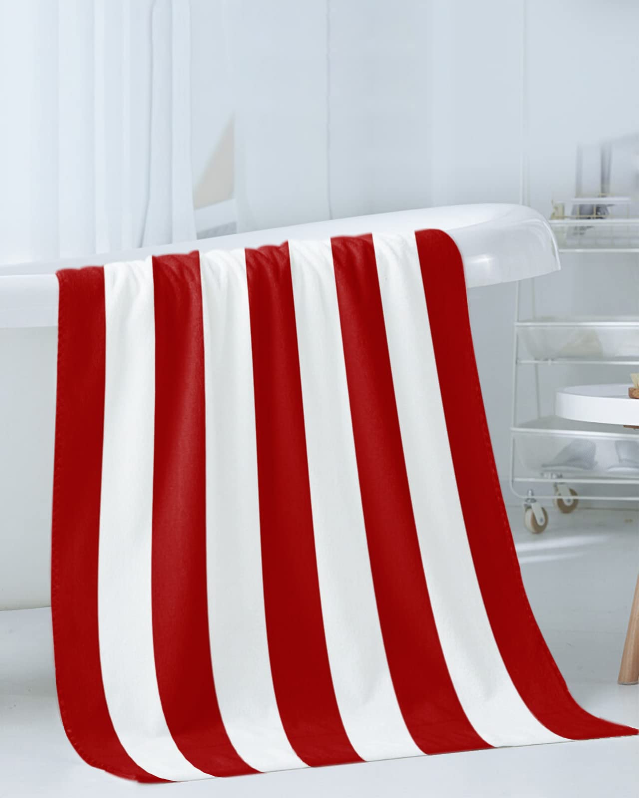 Amazon.com: Red and White Geometric Stripe Bath Towels for