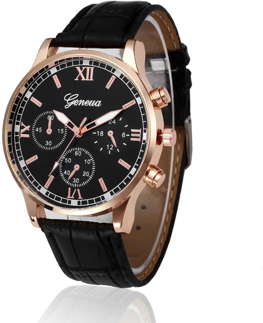 YANG-YI Men Retro Design Leather Band Round Analog Alloy Quartz Men Wrist Watch