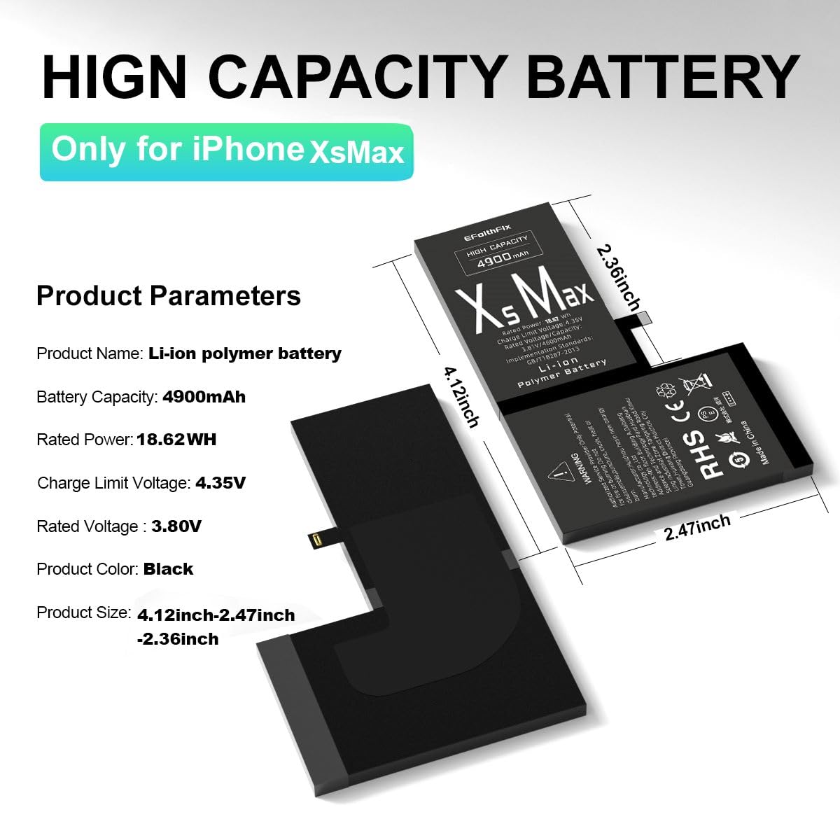 Amazon.com: EFAITHFIX 4900mAh Upgraded Replacement Battery
