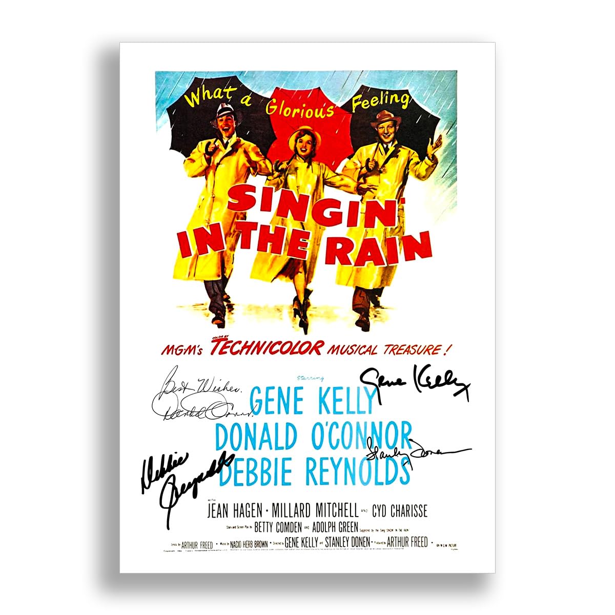 Mounted GiftsSingin' In The Rain Cast Signed A4 Poster Photo Print Framed Autograph Gift Movie Film Gene Kelly Donald O'Connor Debbie Reynolds (A4 Poster only)
