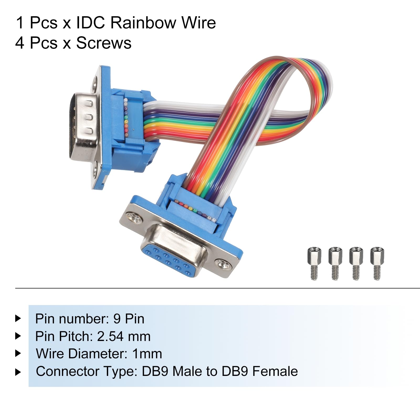 Flachbandkabel DB15 Stecker Auf Buchse - 8 Zoll Regenbogenkabel 2,54mm Pitch