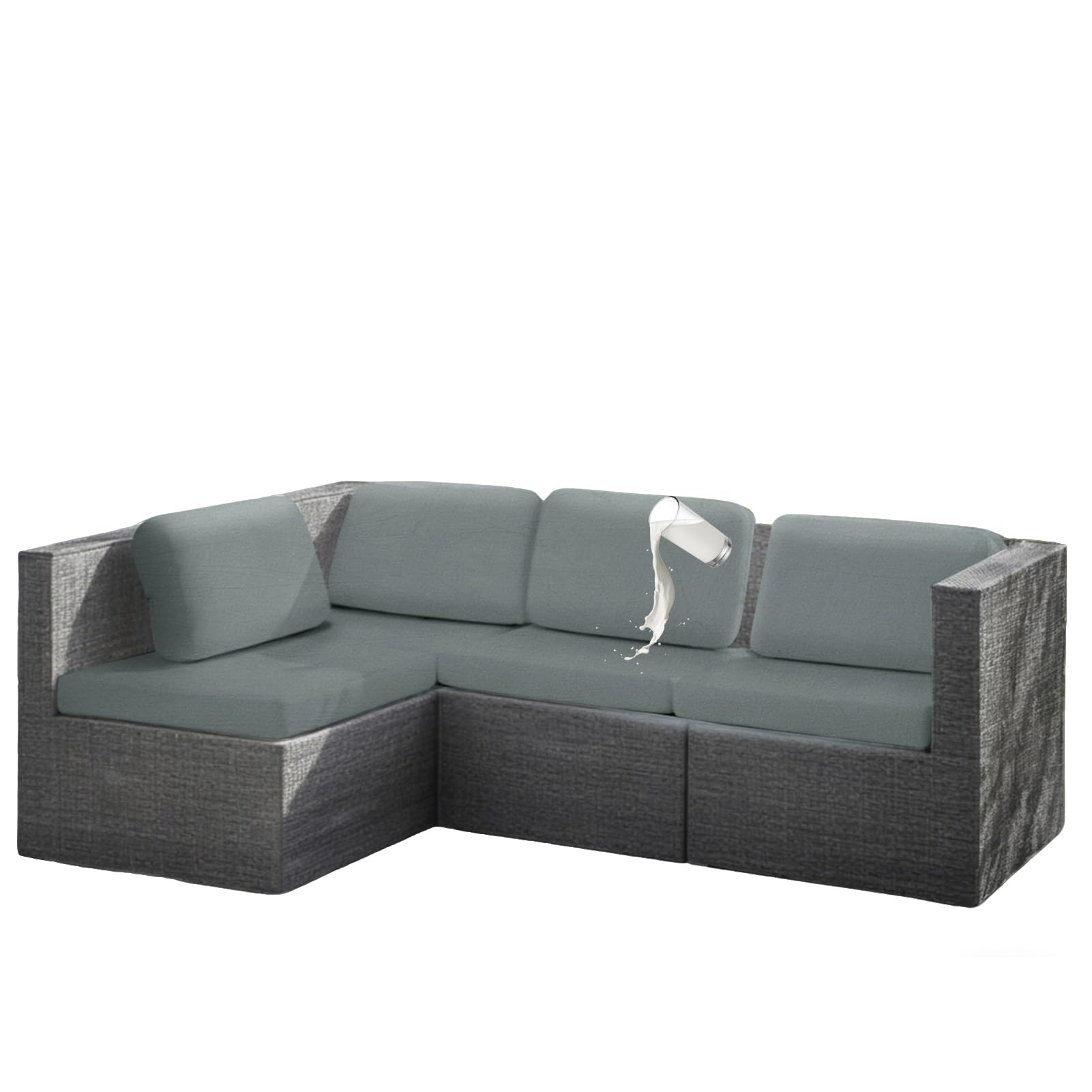 HonunGron 8Pcs Outdoor Patio Sofa Cushion Cover, Water Resistant Replacement Covers for Patio Furniture Cushions, Soft Couch Slipcovers, Seat Covers for Garden, Rattan, Outdoor (Light Grey)