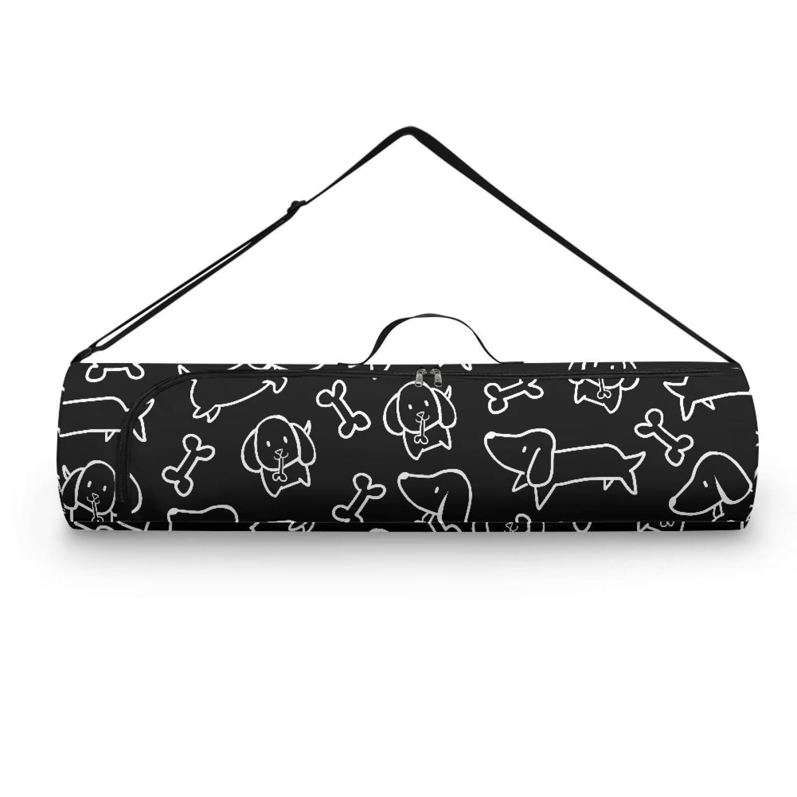 Pzuqiu Cartoon Dog Yoga Mat Bag for Women & Men Travel Yoga Gym Bag for Thick Exercise Yoga Mat Full-Zip Yoga Mat Carrier Bag for Class Workout Park with Adjustable Strap