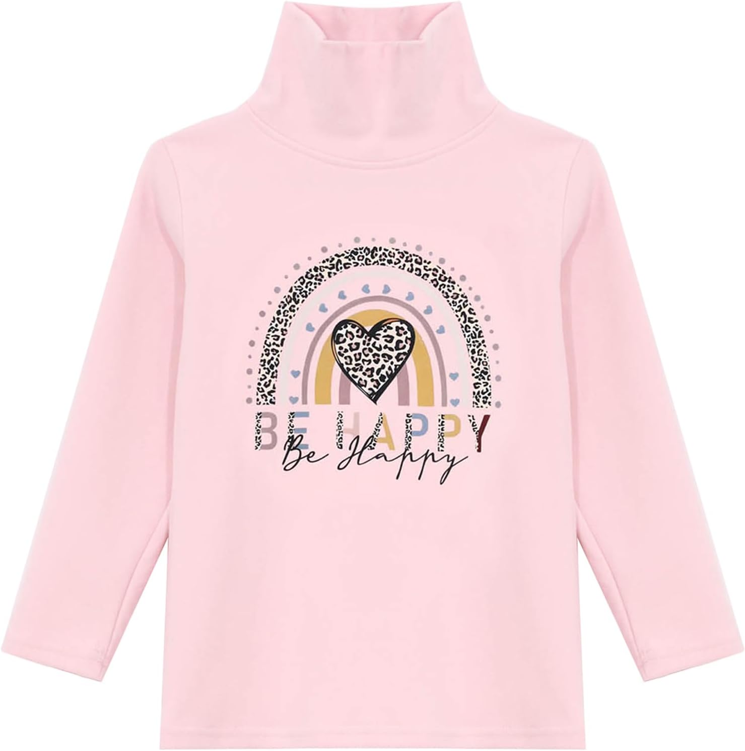 Kids Printed Turtle Neck Undershirt Fleece Long Sleeve Thermal Basic Top