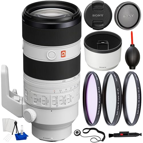 Sony FE 70-200mm f/2.8 GM OSS II Telephoto Zoom Lens Bundle – G Master Full-Frame E-Mount Lens | 3-Piece Filter Kit + Lens Pen + Air Blower + Cap Keeper + Professional Cleaning Kit (Renewed)