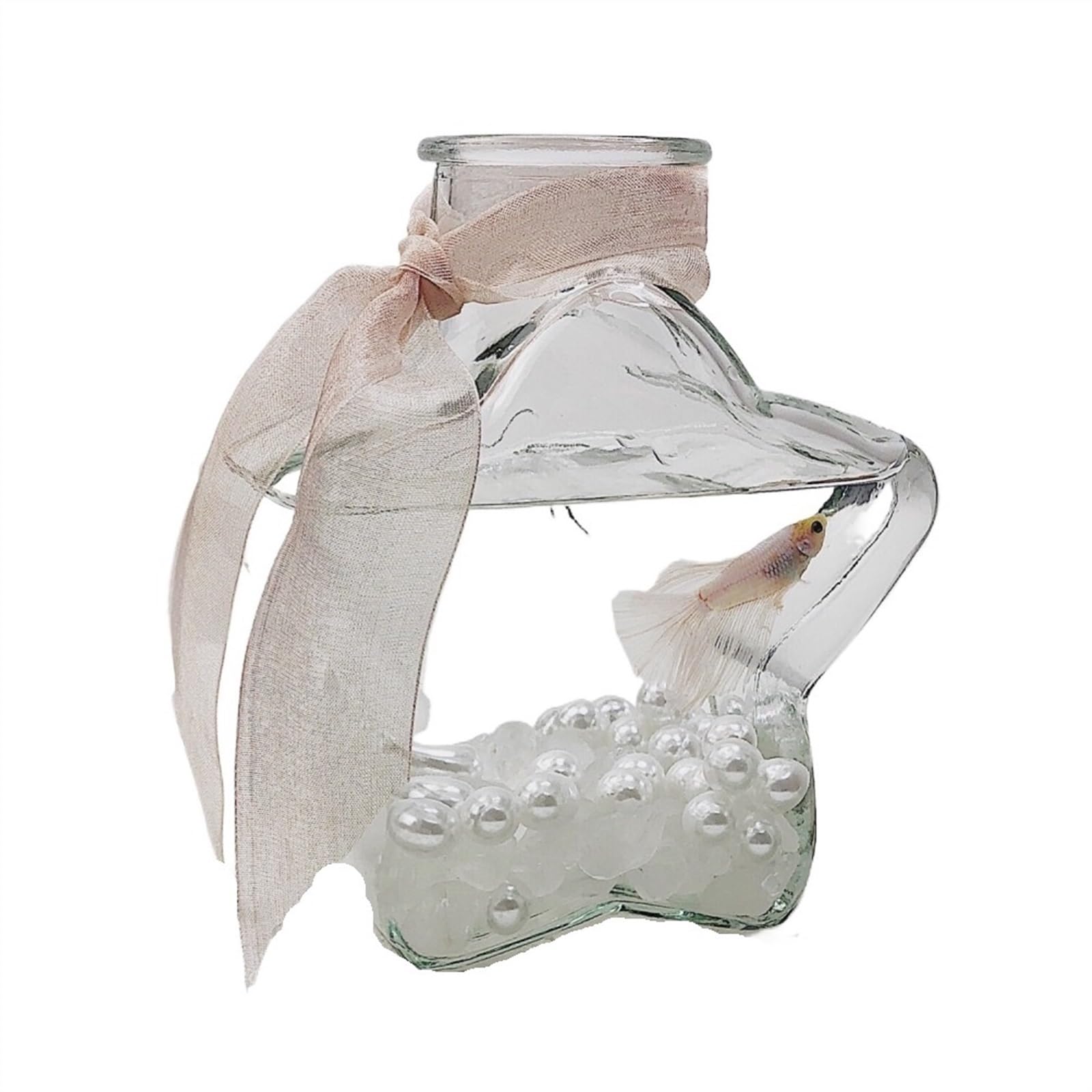 Acuario para Peces Acuario de Cristal con Forma de Pentagrama romántico, Mini pecera pequeña Ornamental, pecera Decorativa de Escritorio Aquarios de Peixes