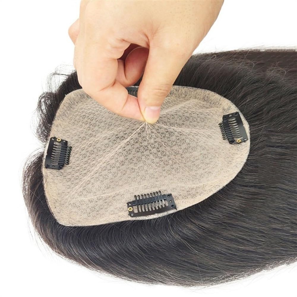Stratificato Topper for capelli diradati 8"-22" for umani brasiliani for donne 5"x5" Clip con base in pizzo svizzero in sciolti ondulati for parrucchino(8inches)