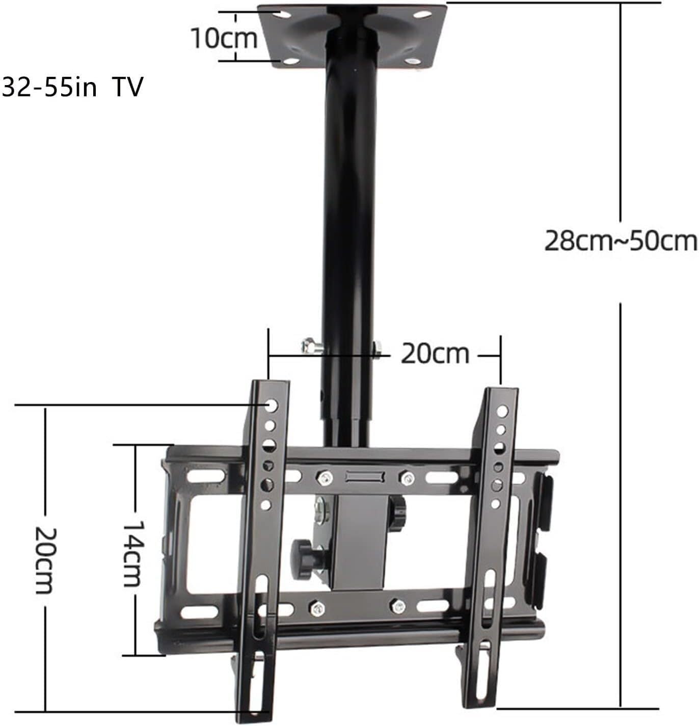 Supporto TV A Soffitto Inclinabile E Girevole per Monitor, Supporto TV Completamente Orientabile per TV da 32 A 55 Pollici, Supporto TV Telescopico Regolabile in Altezza