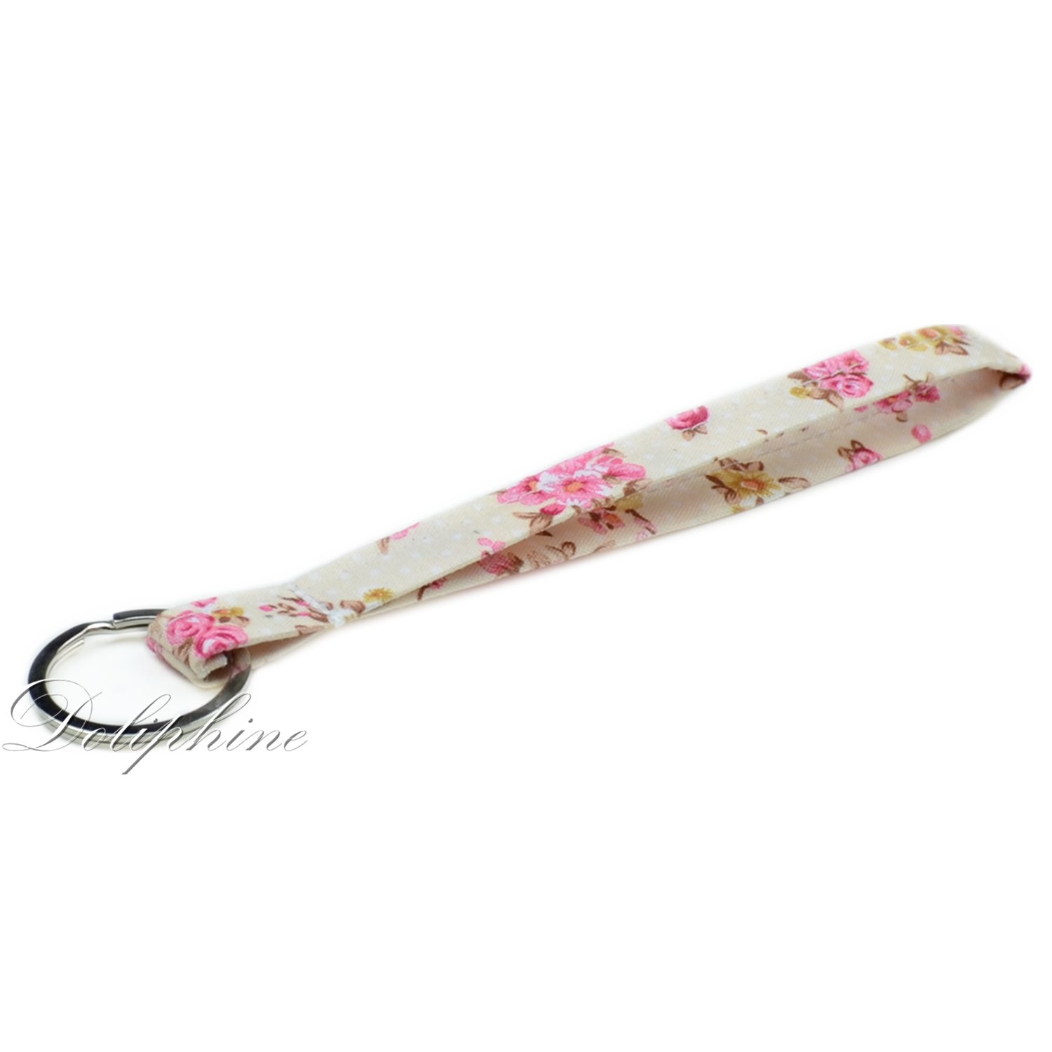Doliphine Narrow Pattern Fabric Wristlet Keychain for Key fob, Key, ID Badge Holder, USB, Purse (Yellow)
