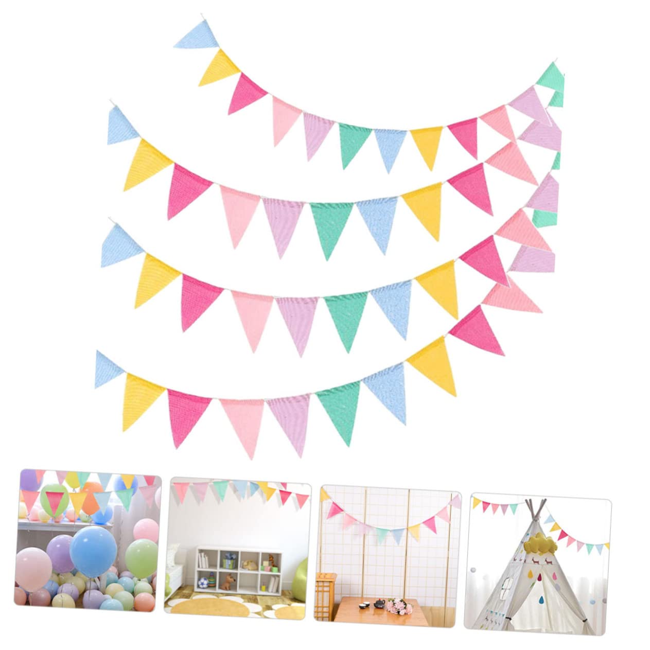 Ciieeo 3 Series Banderines Triangulares De Imitación Para Fiestas Guirnalda Decorativa Para Bodas Cumpleaños Y Celebraciones 4 Piezas X 3