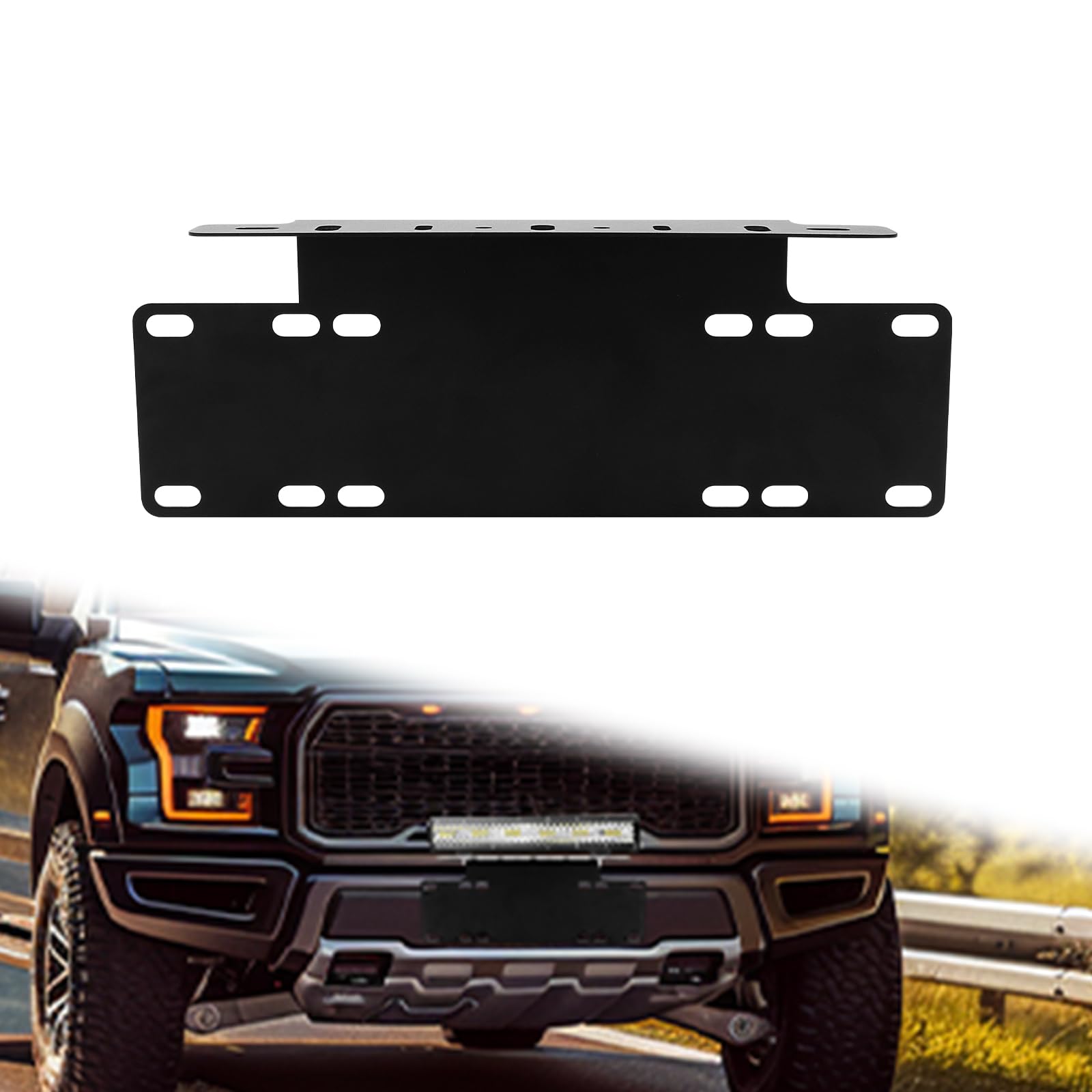 Barre de Protection Universelle de 15 Pouces Noir, Support de Barre Lumineuse et de Plaque d'Immatriculation pour Pare-Chocs Avant, Support pour Conduite Tout-Terrain, Feux de Travail