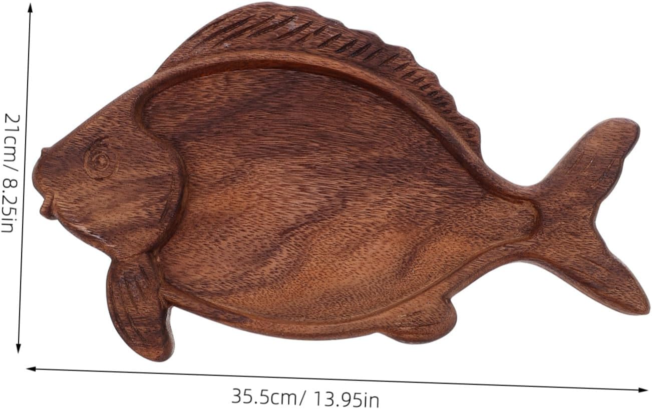 iplusmile 胡桃木製耐久性フードサービングプラッター 魚形多用途トレイ 小型キッチン対応前菜 デザート用 和風素朴な寿司皿