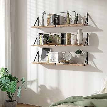 Floating Book Shelves Set of 3, Wall Bookshelf, 33 inch Long