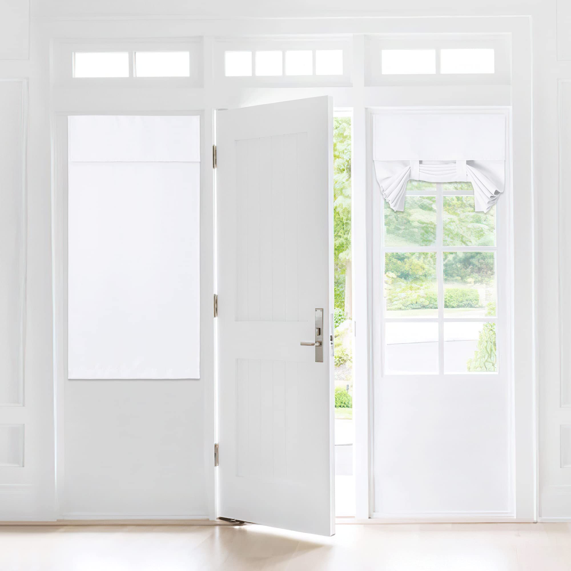 NICETOWN Door Curtains for Living Room, Elegance French Door Shades for Privacy, Thermal Insulated Kitchen Panels, Room Darkening Window Curtains for Home Decor, (Pure White, 1 PC, 30W x 40L)