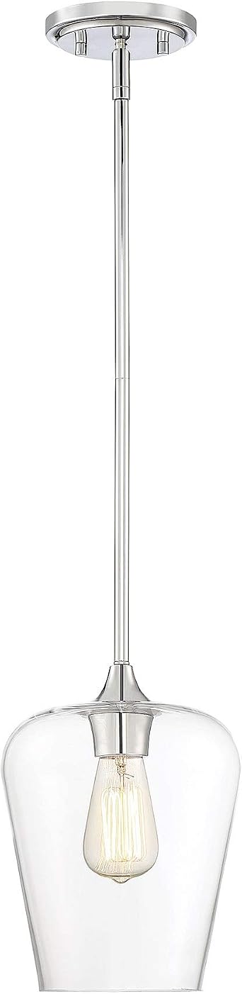 Savoy Essentials 7-4036-1-11 Octave Bohemian Clear Glass Pendant, 1-Light 60 Watt, 11" H x 8" W, Polished Chrome