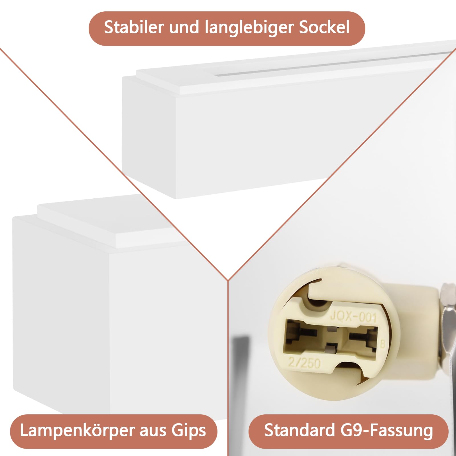 Homefire Wandleuchte Innen Wandlampe Flur - 2er Up and Down Wandleuchten | Modern Design G9 Flurlampe Weiß Gipsleuchte Wand Treppenhaus Lampe für Wohnzimmer Küche 52CM - Ohne Leuchtmittel
