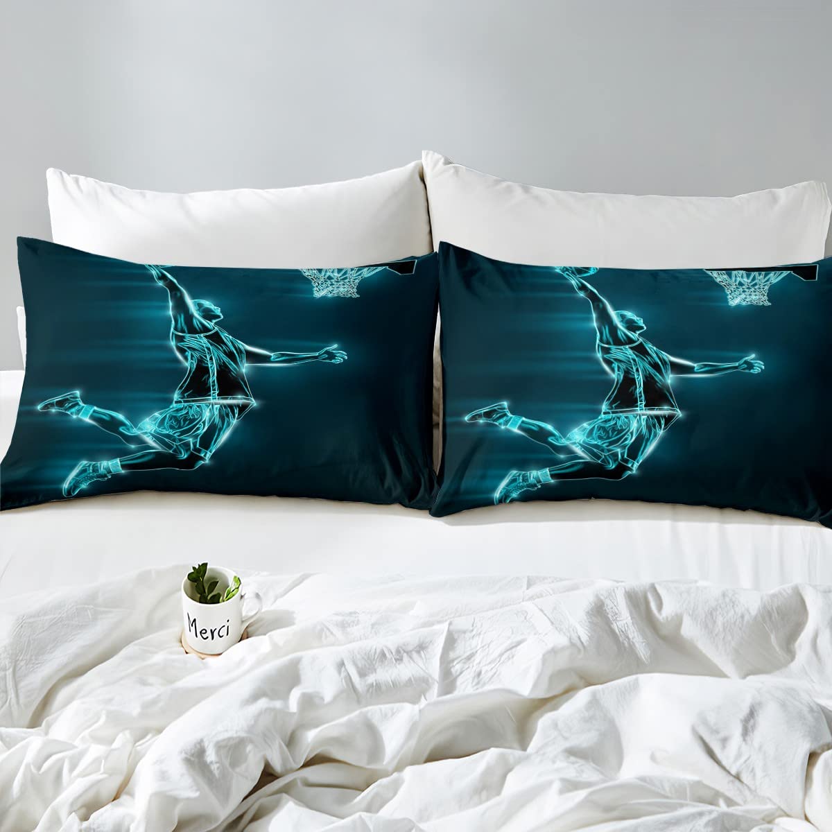 Funda Nórdica Baloncesto Juegos Deportes Juego de Cama 135x200cm Regalo para Amantes del Baloncesto Juego de Funda Nórdica Urban Sports 2 Piezas Zip