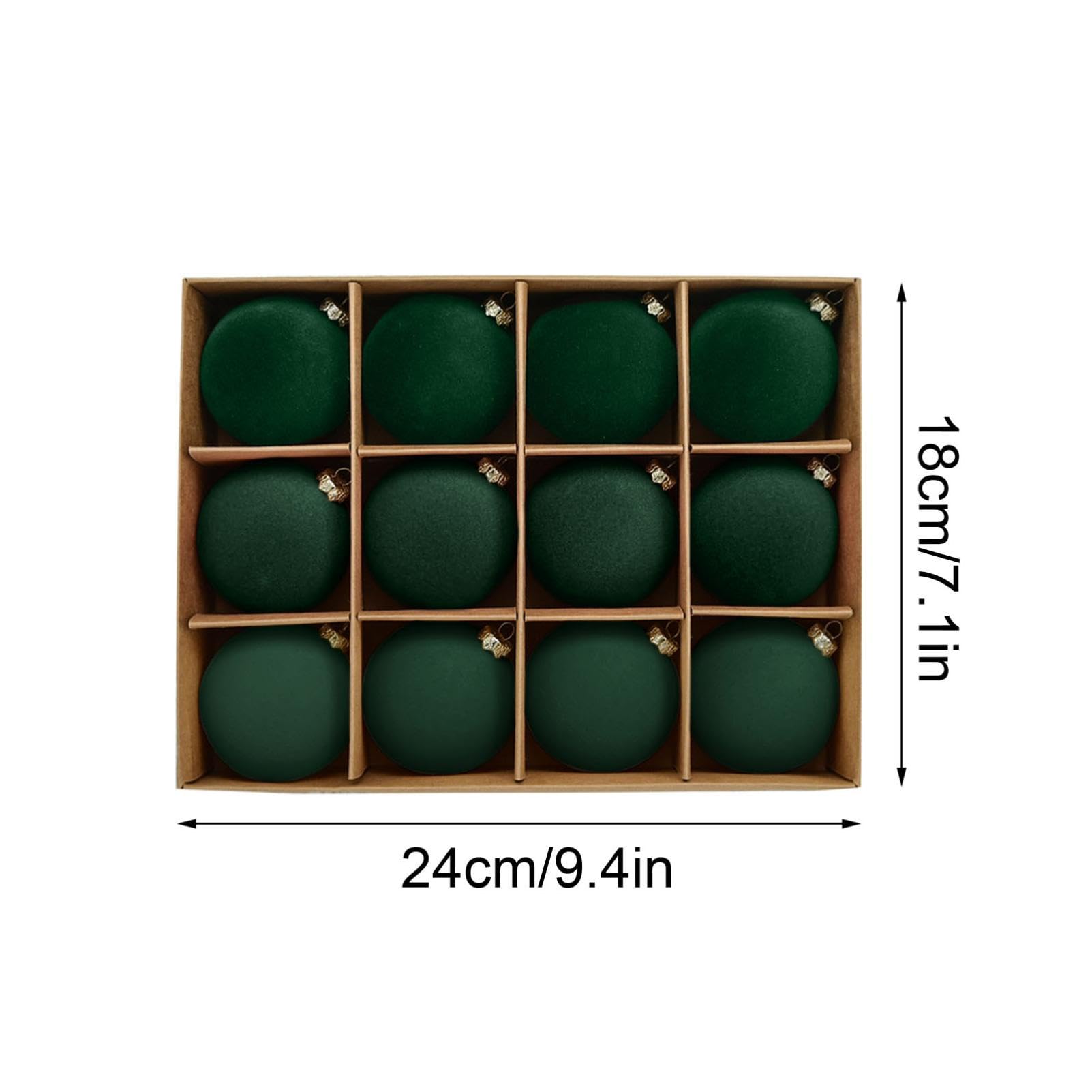 Générique Décorations Pompons en Velours, Lot de 12, Floqués Bordeaux, Diamètre 6 Cm, avec Anneaux De Suspension (Green)