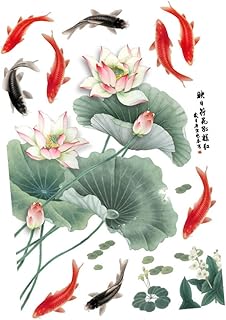 BESPORTBLE 1 Folha De Adesivo De Parede De Lótus Adesivos De Tvd Decoração Chinesa Adesivos De Escritório Decalques De Flores Vintage Adesivos De Parede Autoadesivos Adesivos De Parede Para