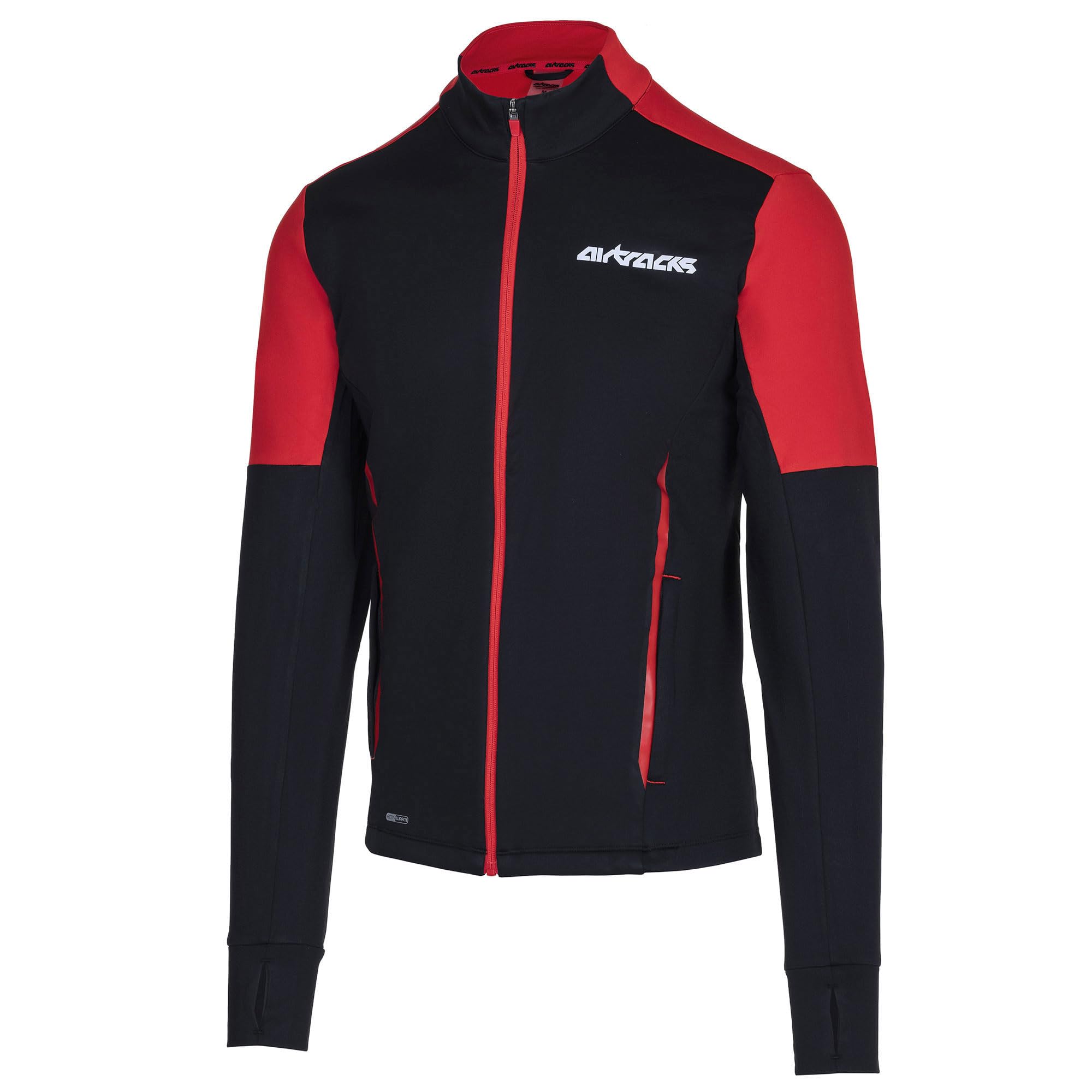 Airtracks Camiseta de manga larga para hombre de invierno, manga larga, térmica, de forro polar, resistente al viento, transpirable, reflectante, cremallera completa