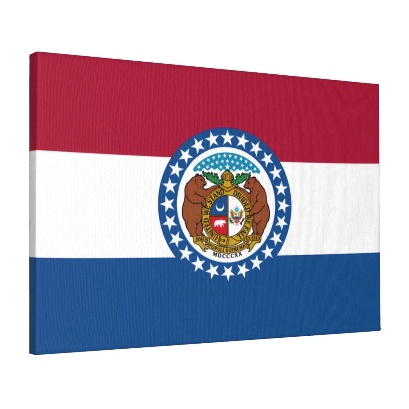 CNTDBU Missouri State Flag Canvas Wall Art 16x24 Inch-Large Modern Painting Print for Living Room, Framed Ready to Hang Artwork for Bedroom