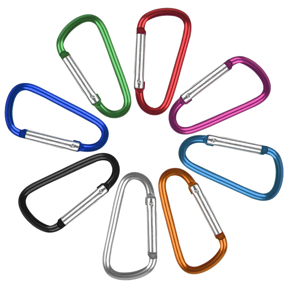 80Pcs Mousquetons Porte-clés TIMESETL Mini Mousqueton Fermoir en Alliage d'aluminium, Petit Mousqueton Couleur Porte-clés, Mousquetons de Sécurité pour Le Voyage, Escalade, Charge 5 kg