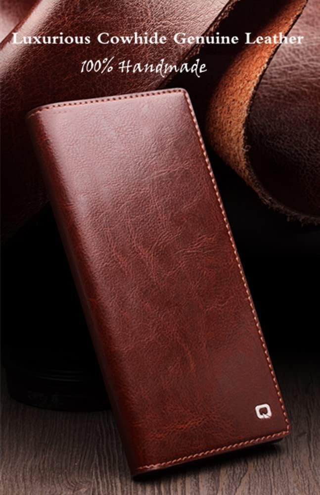 QIALINO for Samsung Galaxy S24 Ultra Wallet Case, Handmade Luxury Genuine Leather Fashion Business Classic Flip Case with [Card Slots] [Kickstand] [Durable Frame] for Samsung Galaxy S24 Ultra (Black)