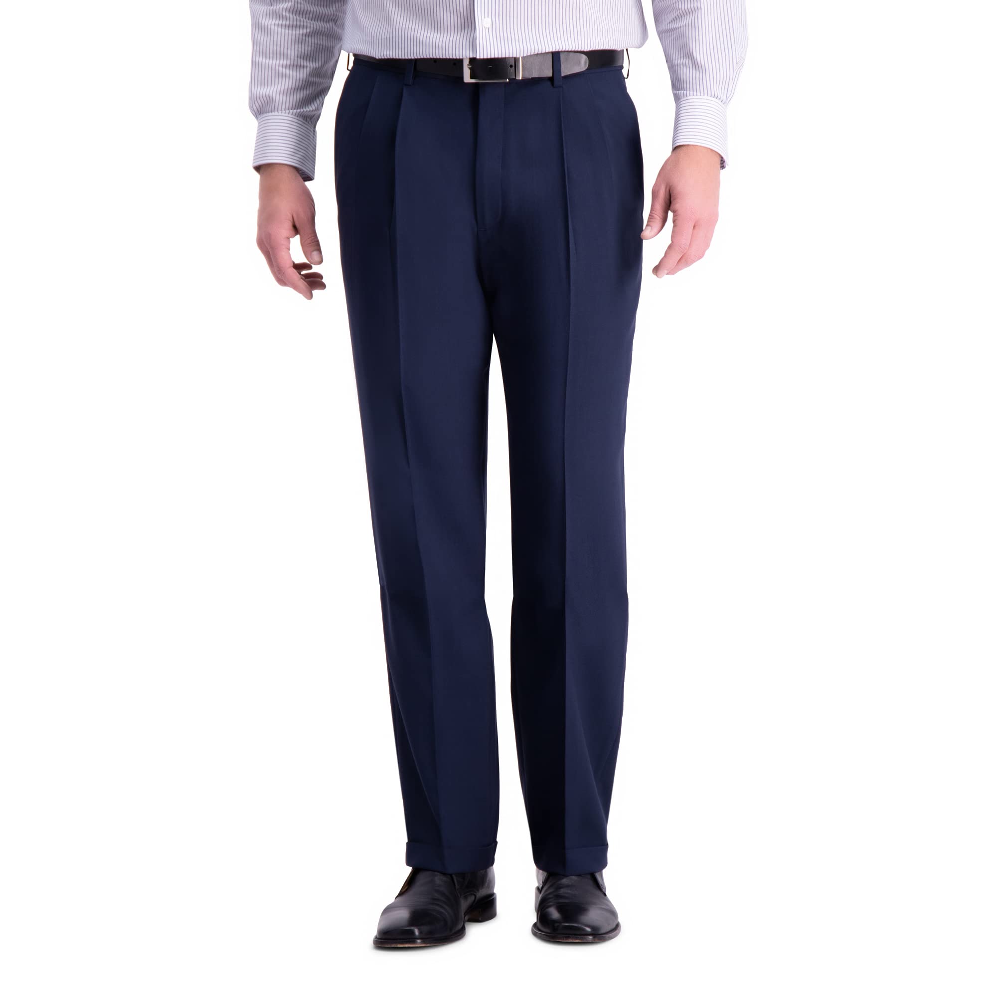 Haggar Herren Premium Comfort Classic Fit Bundfaltenhose Reg Größen Klassische Hose, Indigo/Mandala-Traum, 34W / 34L