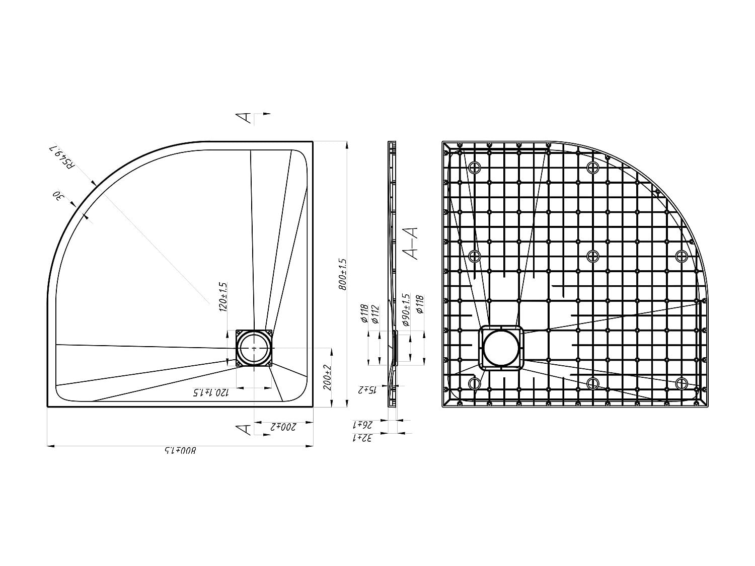 Vente-unique - Plato de ducha Syforsa - L 80cm x A 80cm x H 2.6cm - resina - blanco